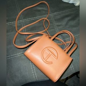 Small Tan Telfar Crossbody Bag (RainBow Drop)